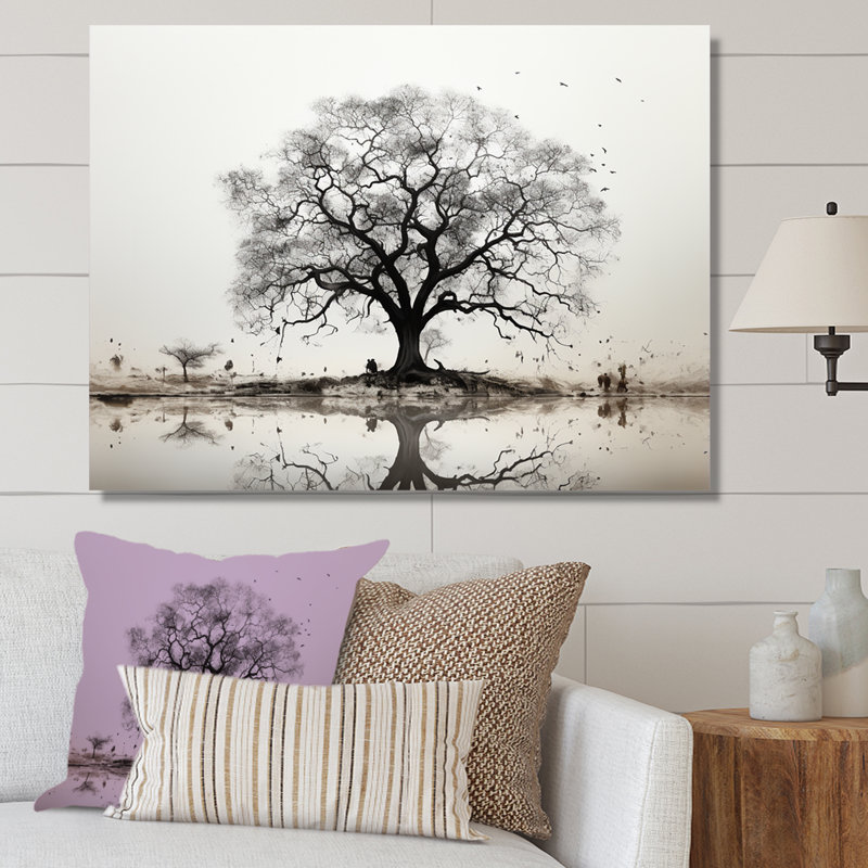 Baobab gris minimalisme IV, Toile tendue, H 16 po x l 32 po x P 1 po