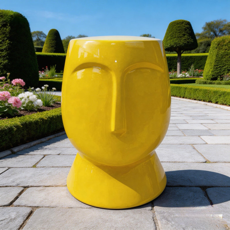Tabouret artistique en céramique, Orange vif