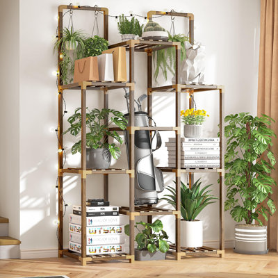 Support pour plante en bois à deux poteaux l 34,2 po x P 11,8 po x H 47,4 po