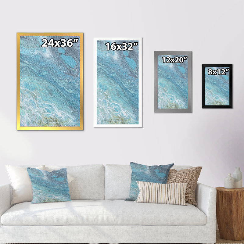 Art de marbre liquide bleu et jaune III, reproduction d'art sur toile, H 32 po x l 16 po x P 1 po