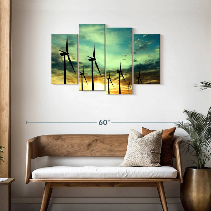 Windmills At Sunset, 27" H x 43" W