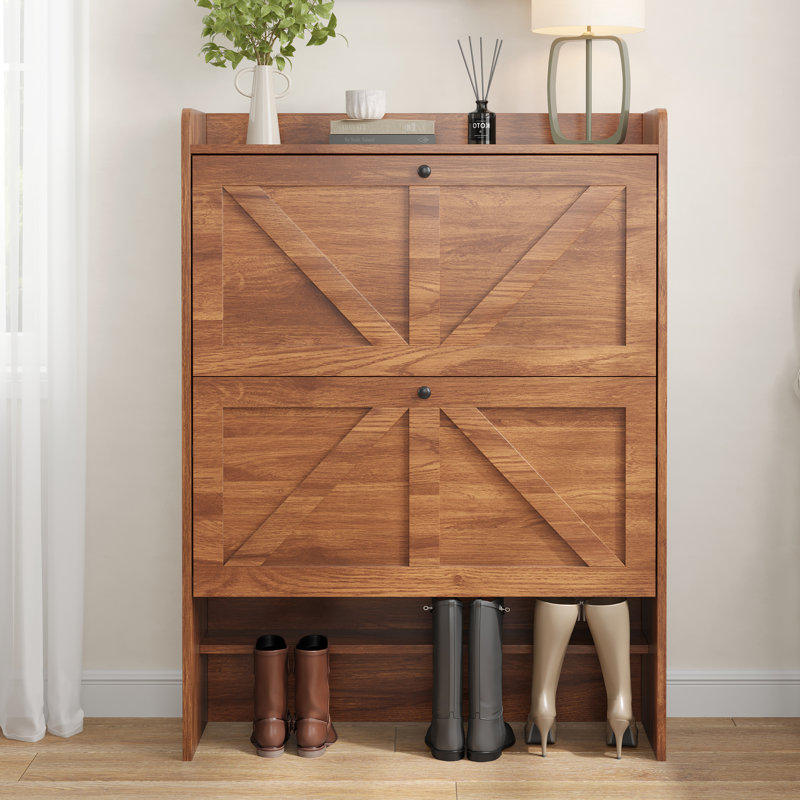 16 Pair Shoe Storage Cabinet, Walnut
