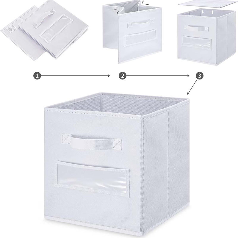 Fabric Storage Cubes (Set Of 10) 11 Inch Cube Storage Bin, Cube Storage With 8 Labels Window Cards & A Pen, Foldable Cube Organizer Bins, 11X11 Storage Bin, Cubby Organizer Bins, White