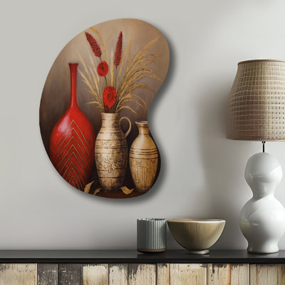 Fannie - Boho Pottery Boom Shape - Assymterical Metal Wall Art