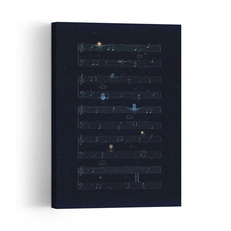 Celestial Sheet Music Abstract Dreamy Peaceful Landscape Nature Wall Art Print 1 Piece Wrapped Canvas Wall Art
