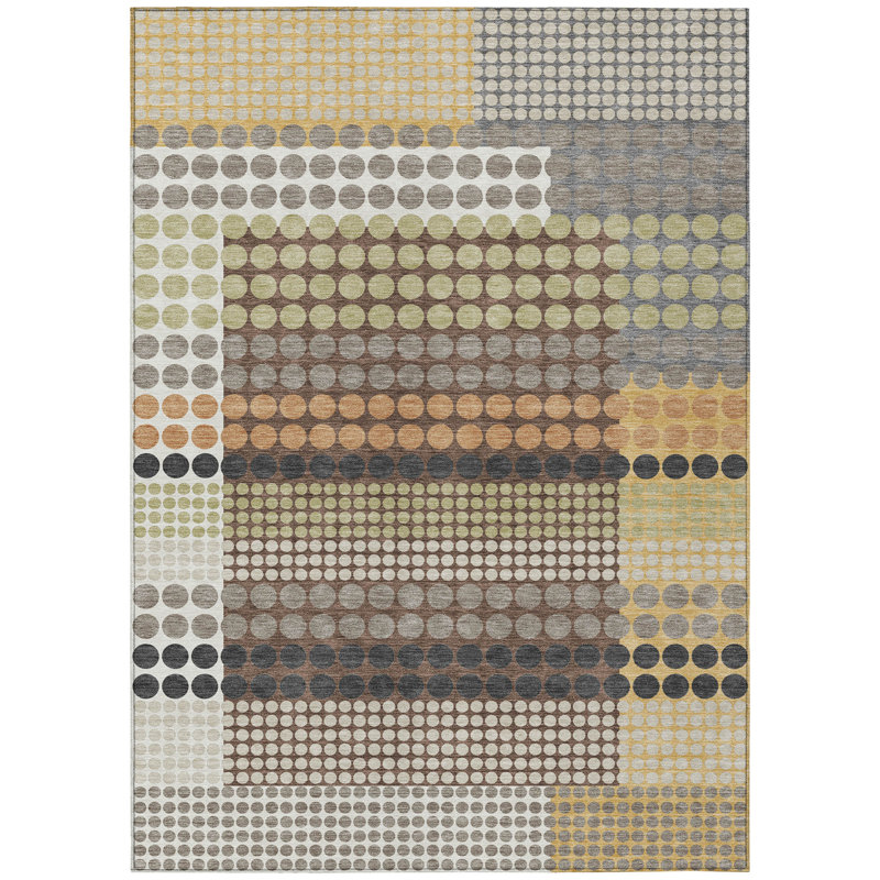Machine Washable Indoor/Outdoor Chantille ACN2445 Geometric Rug, Taupe, 5' x 7'6"