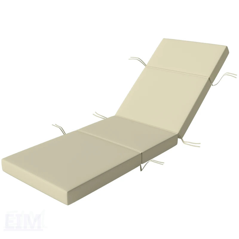 All-Weather Reversible Patio Lounge Chair Cushion, Cream White, 1