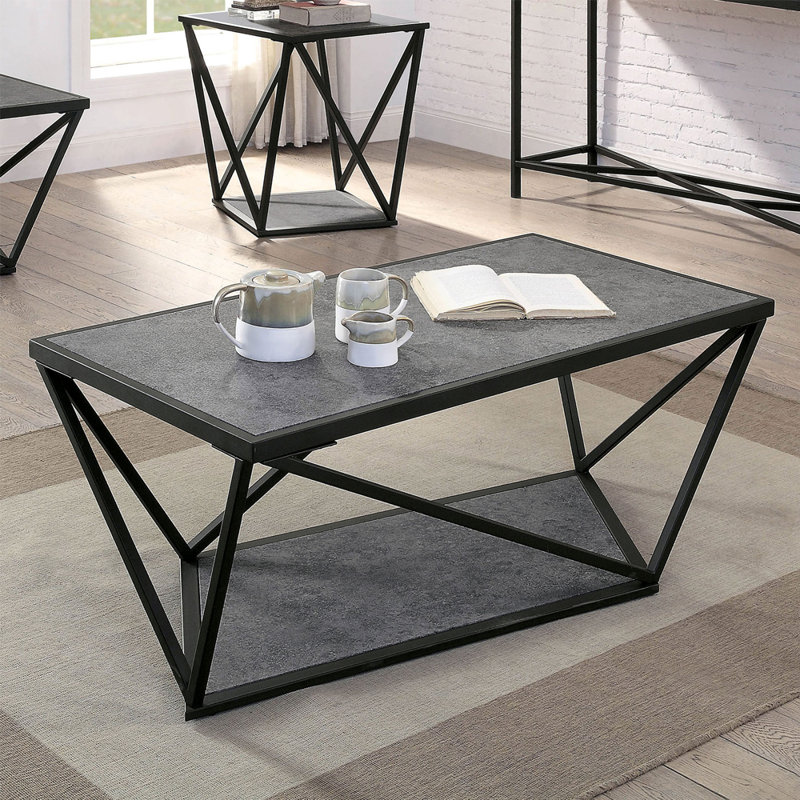 Table basse Guifarro au fini gris / noir sable