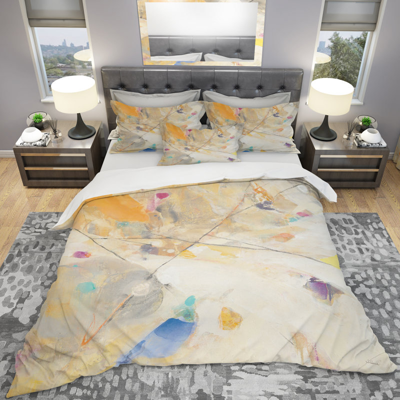 Spring Minimalist Confetti II - Ensemble de housse de couette moderne et contemporain - Microfibre de polyester