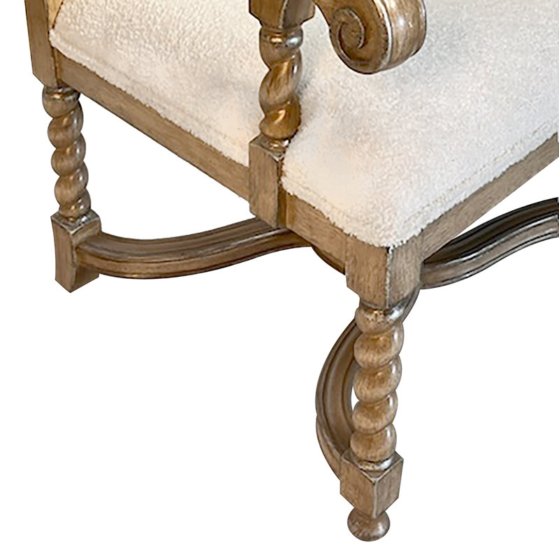 Fauteuil Bella Bobbin Twister Chairs, Peluche beige, Non, Bois naturel
