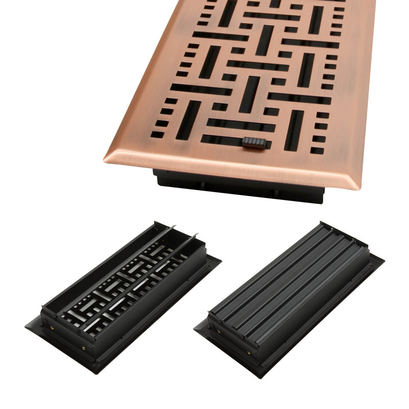 Copper Finish 4"x10" Steel Floor Register with Trap Net