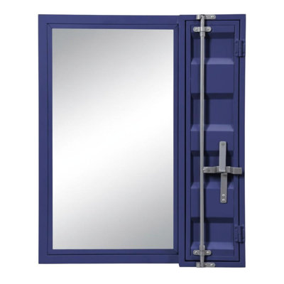 32" Blue Metal Framed Dresser Mirror