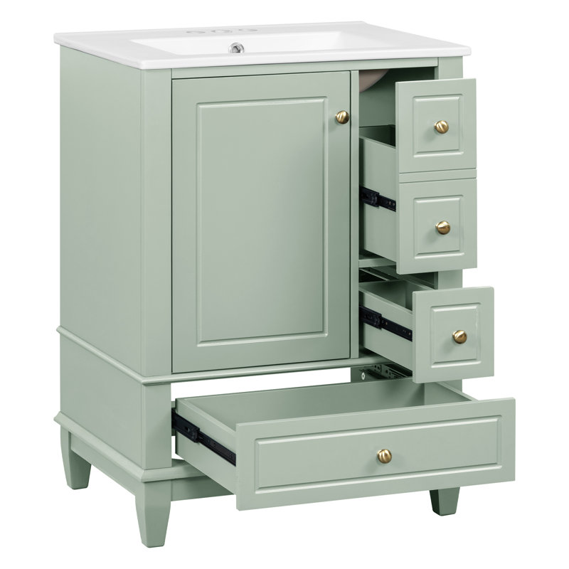 Meuble-lavabo de 24 po avec lavabo et base de meuble-lavabo seulement, Vert