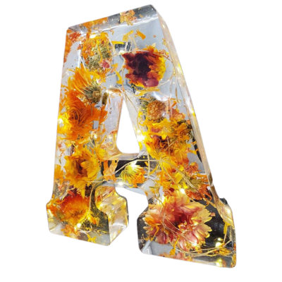 Flower Night Light Flower Letter Resin Home Decoration Gift