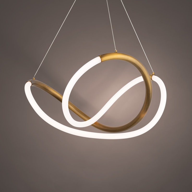 Solo 1 - Light LED Chandelier, Aged Brass