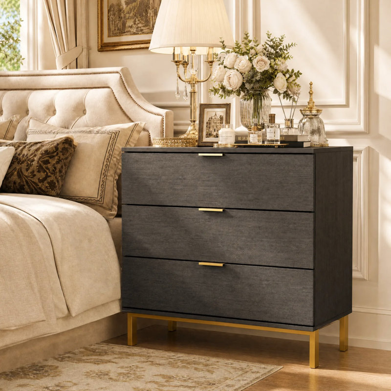 Commode 3 tiroirs Spurlin, Noir