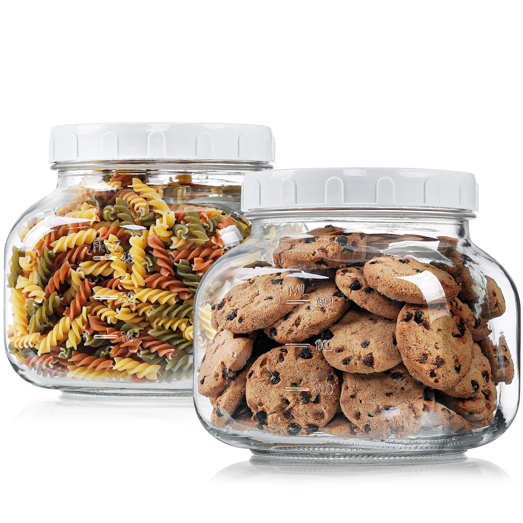 Square Glass Storage Jars with Airtight Lids and for Fermenting Pickle 79 oz Clear (Set of 2) syntic
