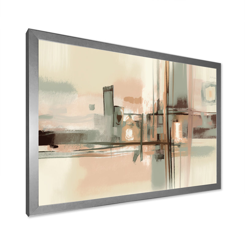 "Familiarité", abstrait abstrait rose pastel - reproduction d'art sur toile, H 30 po x l 40 po x P 1,5 po