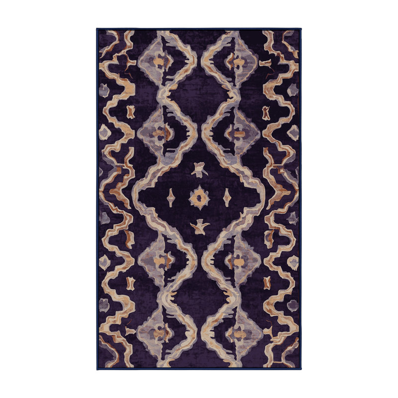 Tapis mauve lavable à la machine, Rectangle 7 pi x 9 pi