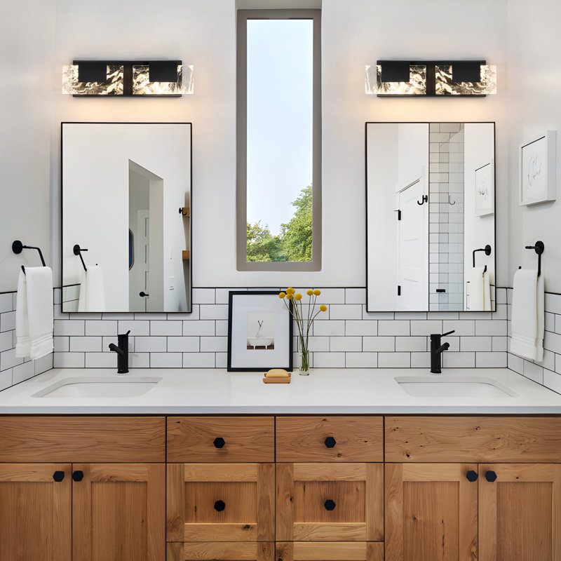 Éclairage pour meuble-lavabo moderne 2 lumières 2 lumières, Noir mat