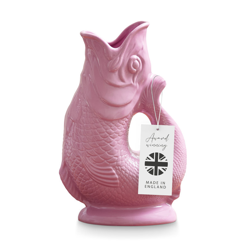 Wade Original Gluggle Jug, Earthenware, Iconic UK Heritage, Made in Stoke-on-Trent, 1.2 L, Pink