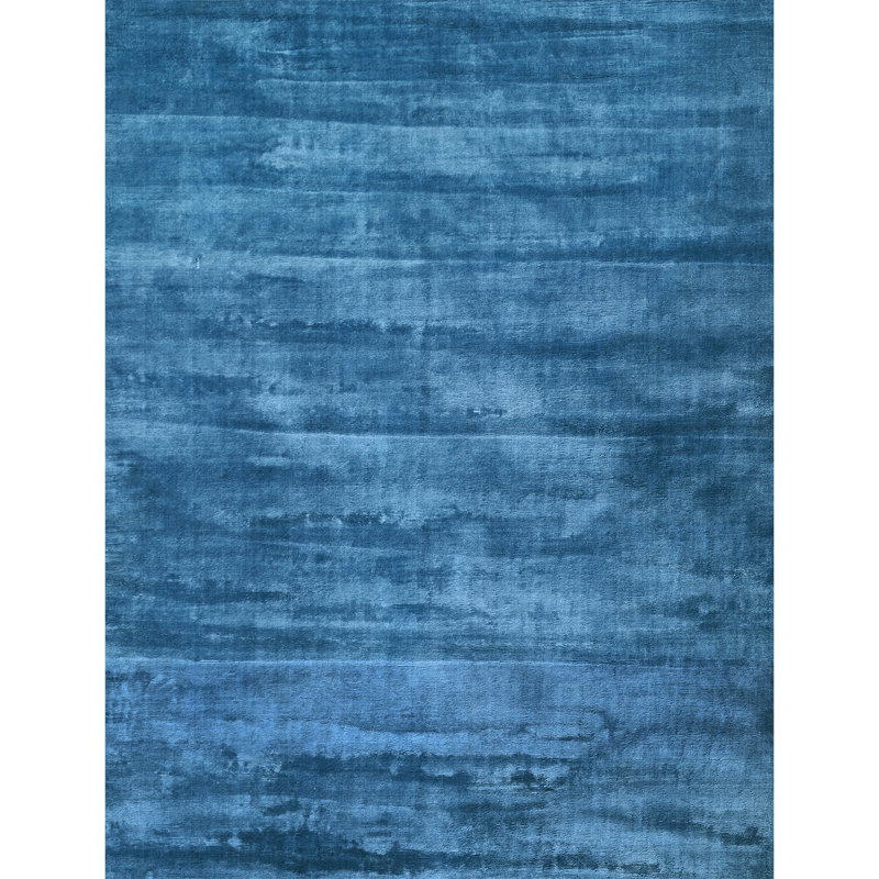 Tapis bleu foncé noué à la main de haute qualité, Rectangle 10 pi x 14 pi