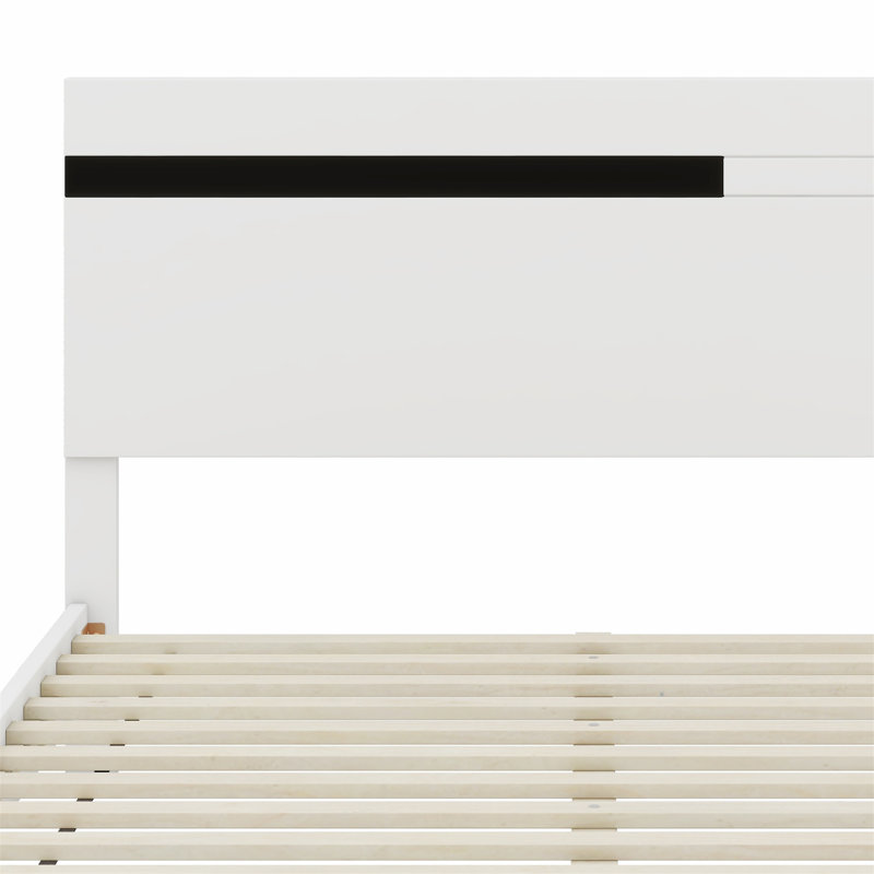 Modern High Gloss 3-Piece Bedroom Set Floating Bed Frame Platform Bed With LED Light & 2 Nightstands