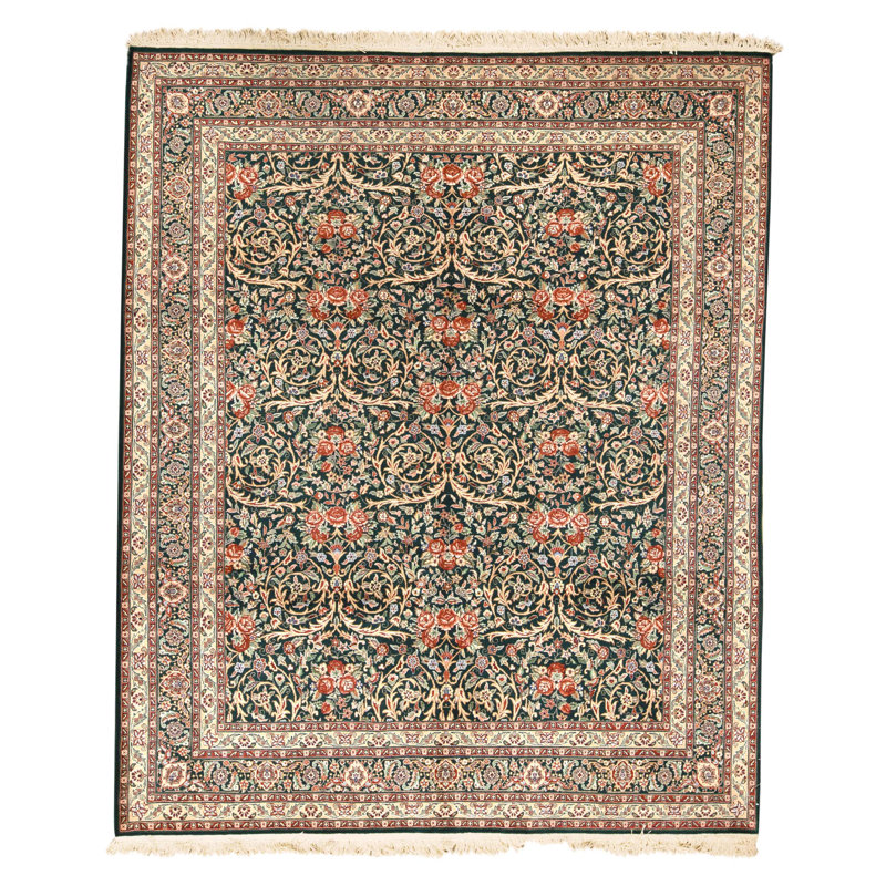 Hand Knotted Wool Oriental Area Rug in Green