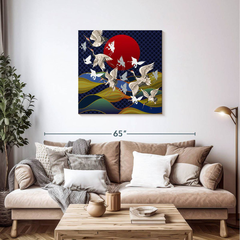 Crowle Japanese Cranes At Sunset, 36" H x 36" W
