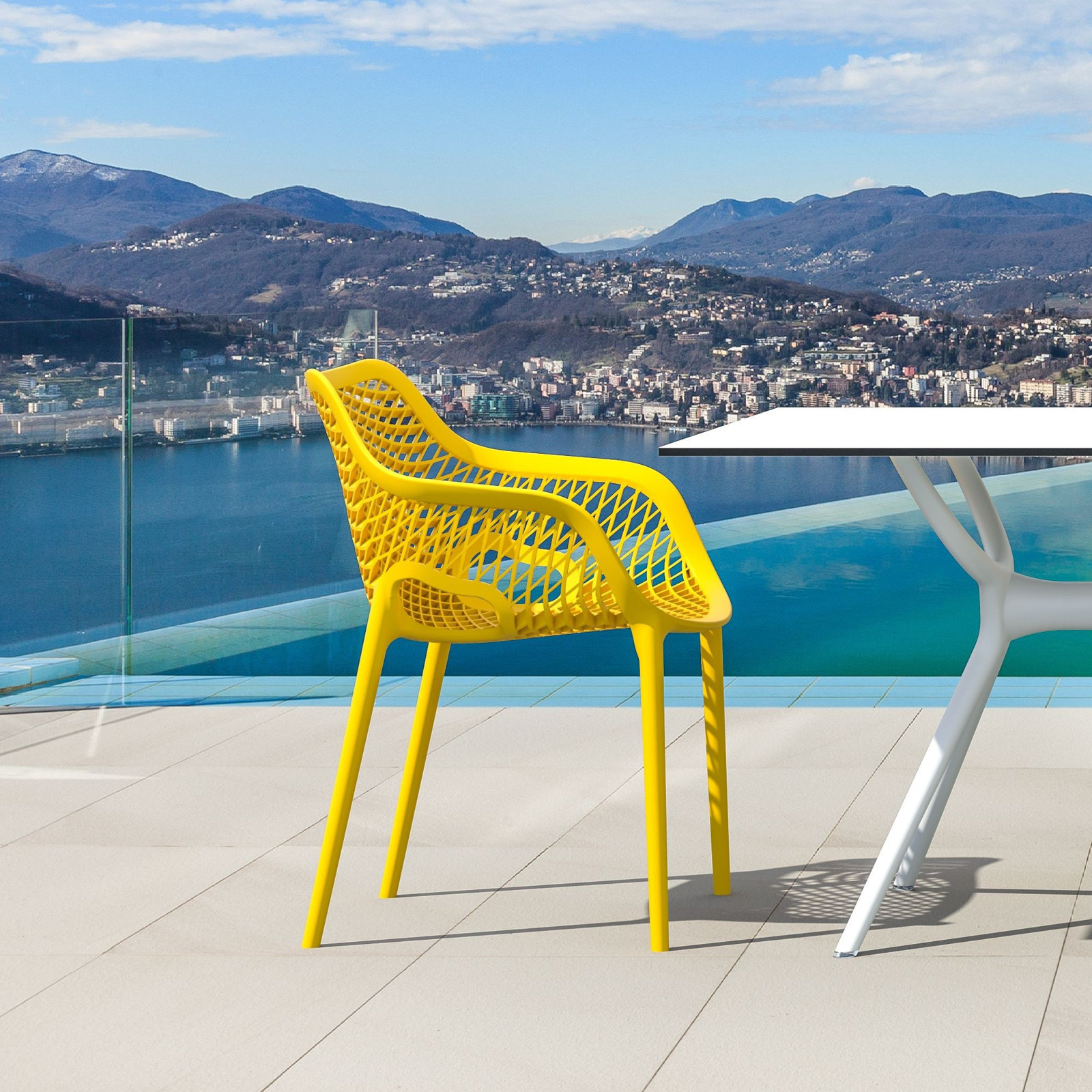 Farrah Stackable Patio Armchair, Yellow