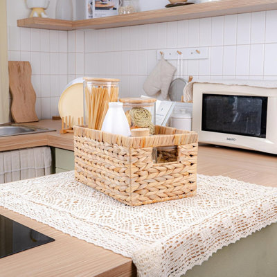 6‑Pack Water Hyacinth Storage Baskets – Wicker Shelf Organizers & Storage Bins – Medium Size
