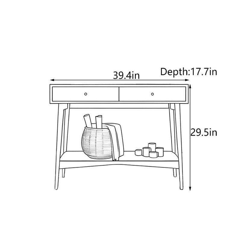 Console Modern Minimalist, H 29,5 po x l 39,4 po x P 17,7 po, Jaune