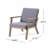 Set Of 2 Outdoor Wood Club Chairs With Cushions, Outdoor Patio Chair For Backyard, Porch, Balcony