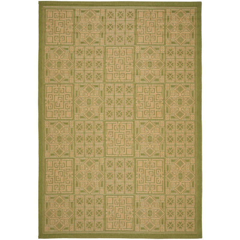 Tapis d’usage intérieur/extérieur vert olive/naturel Herefordshire, Rectangle 8 pi x 11 pi 2 po