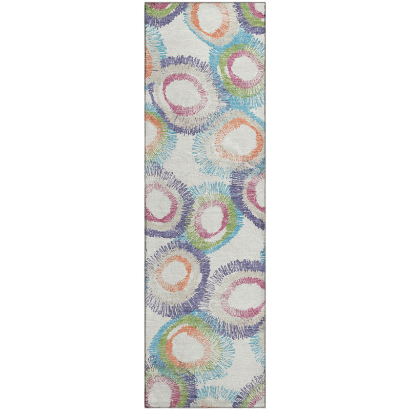 Premium Machine Washable Mayfield AMF2278 Geometric Rug, 2'3" x 7'6" Runner, Pearl