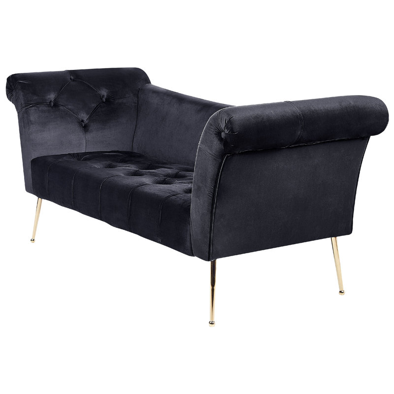 Lotsee Velvet Chaise Lounge, Black