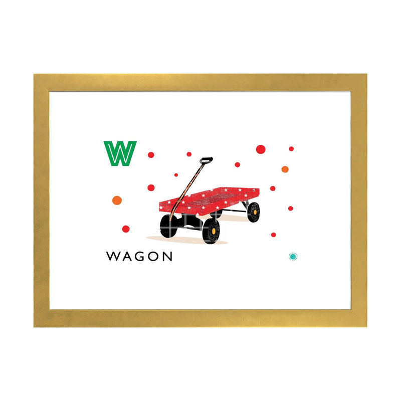 «W Is for Wagon» - impression, Papier encadré doré, Blanc, H 16 po x l 24 po x P 1 po