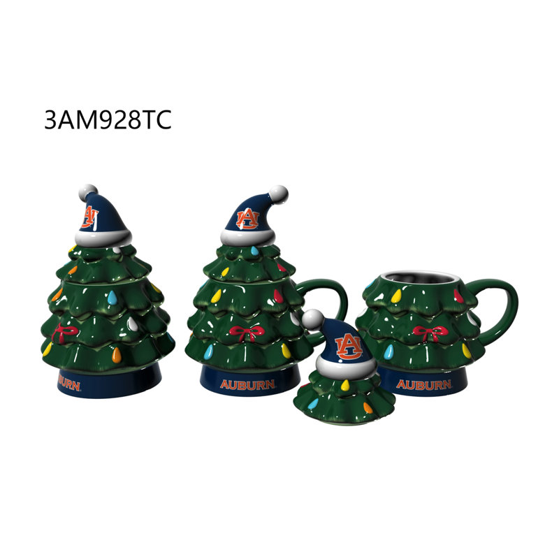 Tasse à café en forme de sapin de Noël à motif de l'équipe d'Idajete, NCAA Auburn