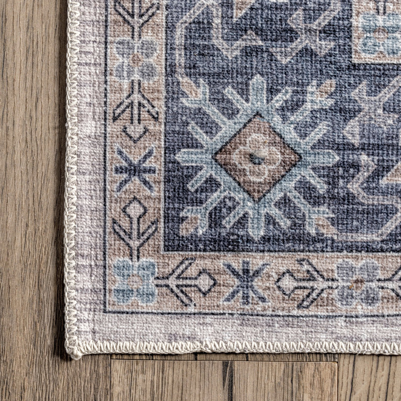Finley SpinClean Machine Washable Vintage Distressed Area Rug, Rectangle 5' x 8'