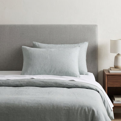 Ensemble de deux taies d'oreiller standard en lin bleu