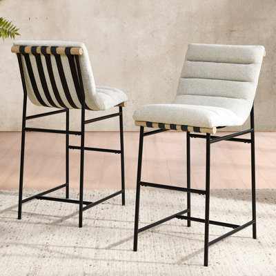 Nicco Cream Polyester Stool (Set of 2)