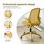 Fauteuil de bureau ergonomique jaune 350 lb, dossier en filet, accoudoirs rabattables moulés, fauteuil multifonctionnel ignifuge, rotatif et relevable