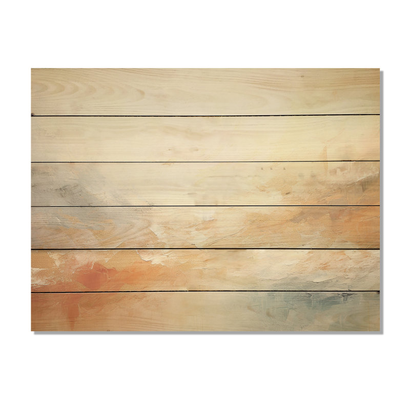 Or minimal et beige abstrait rivière I - aurores boréales, art sur bois de pin naturel, H 30 po x l 40 po