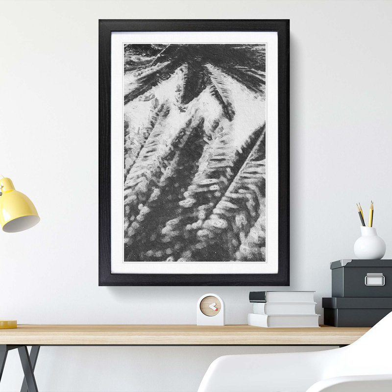 Palm Tree Shadows - Framed Print, 48cm H x 36cm W x 2cm D, Black Framed