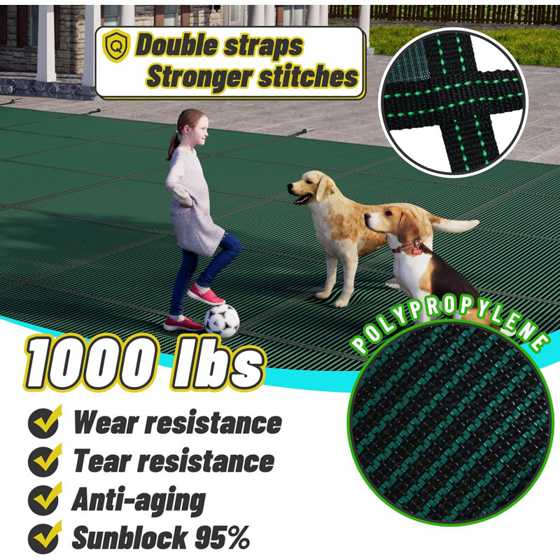 Green 20' x 40' Rectangular High Strength Mesh Pool Cover