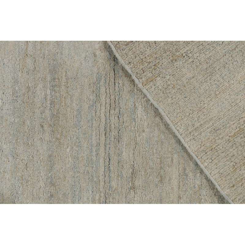 Textural Hand Knotted Silk Striped Area Rug, Runner 3' x 14'