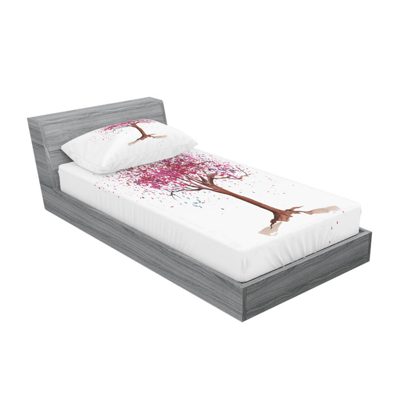Microfiber Floral Sheet Set, Twin Sheet Set with Fitted Sheet