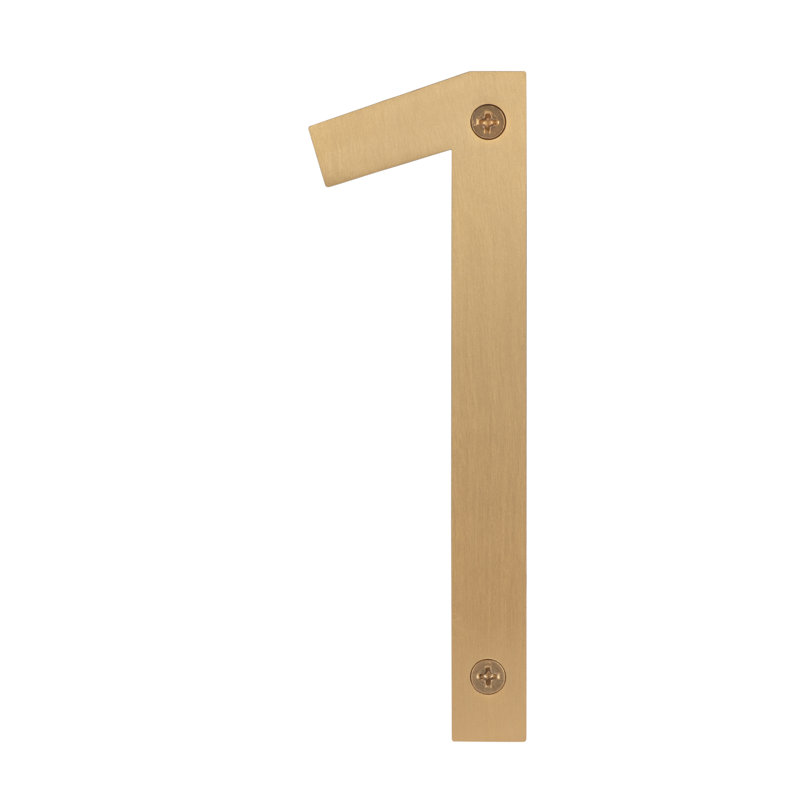 Numéro de maison en acier inoxydable, 6 po, 1, Laiton satiné