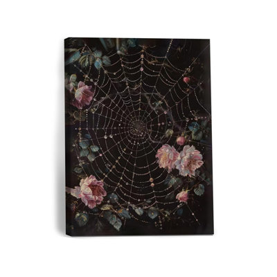 16 x 24 pouces, art mural sur toile gothique Moody, toile d'araignée rose, impression murale