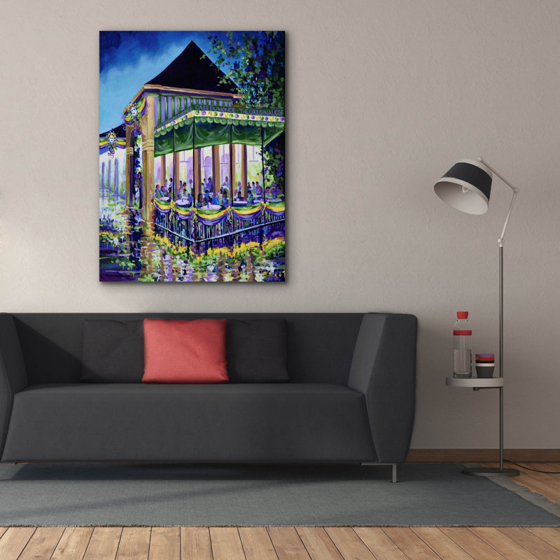  «New Orleans Mardigras At Cafe Du Mounde» par ADEL, art mural sur toile, 40 po x 54 po, H 54 po x l 40 po